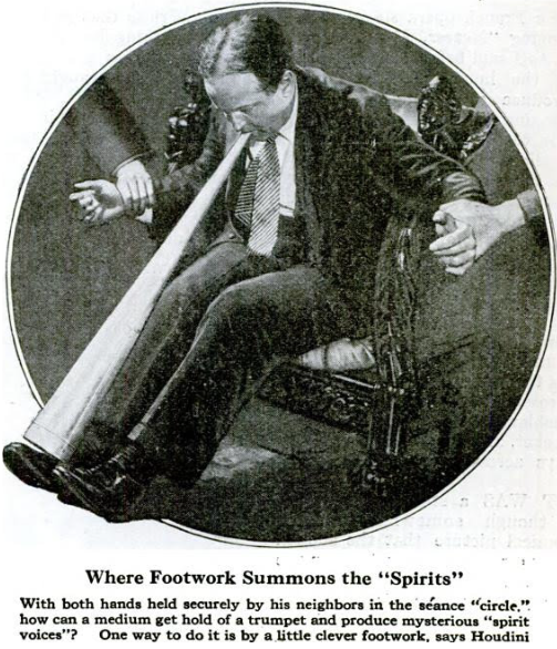 Houdini demonstrates the trumpet trick.