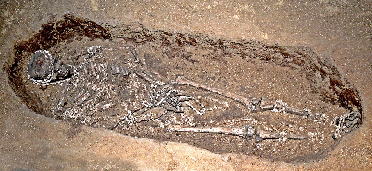 The Sungir double burial, Vladimir, Russia. Reconstruction; the original was excavated in 1969.