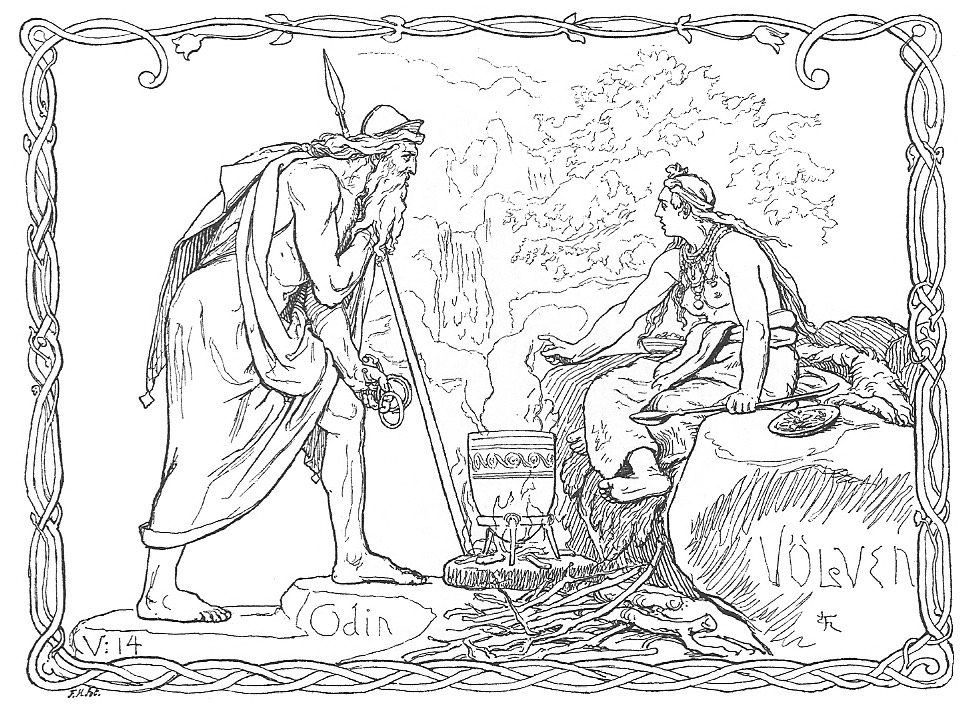 Odin and the Völva. Lorenz Frølich, 1895.